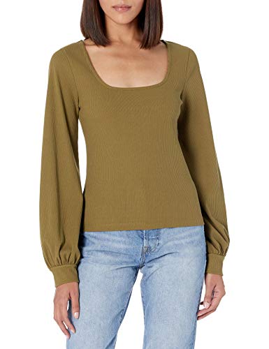 Photo 1 of The Drop Women's @lucyswhims Square-Neck Balloon-Sleeve Top, Military Olive, XXL