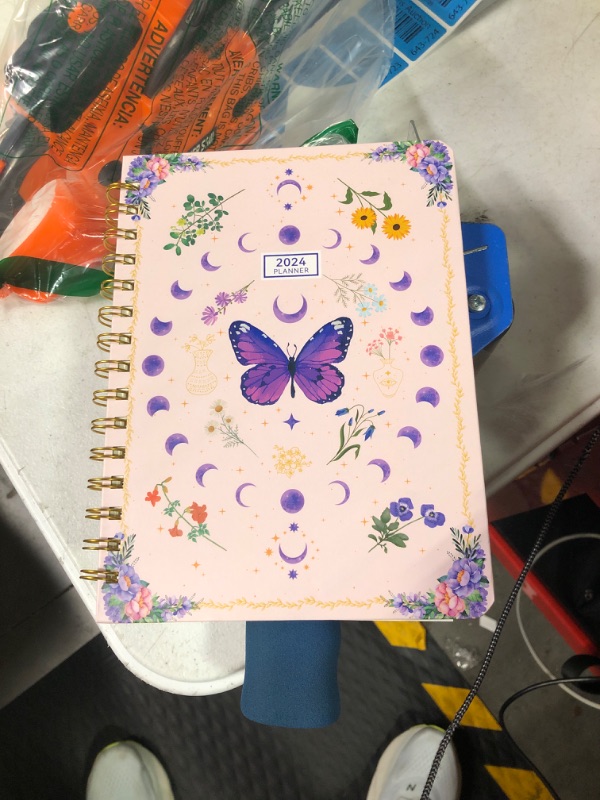 Photo 2 of Getink 2024 Hardcover Planner Weekly & Monthly Daily Agenda Book, 2024 To Do List Notebook with Monthly Tabs, Inner Pocket, Spiral Bound, Elastic Closure, Thick Paper(Butterfly,5.5 * 8.5) 5.5 x 8.5 Purple