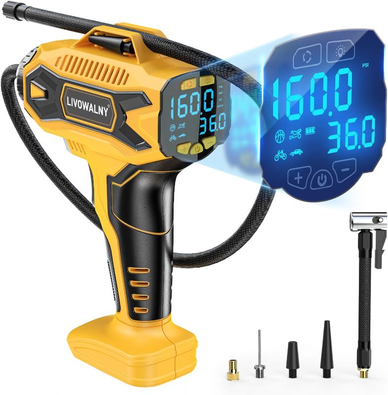 Photo 1 of *** NOT FUNCTIONAL**** SELLING AS PARTS*****
Tire Inflator Air Compressor Compatible with DeWalt 20v Max Battery Power,160PSI Cordless Portable Electric Air Pump with Digital Pressure Gauge for Car Motorcycles Bike Sport Ball Auto(no battery)
