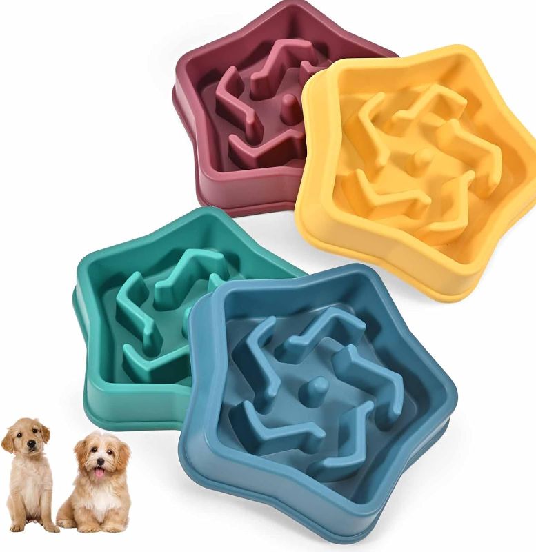 Photo 1 of 4 Pack Slow Feeder, Non Slip Dog Bowl, Fun Puzzle Feeding Bowls, Eco-Friendly Non-Toxic, Preventing Choking Healthy Design Pet Eat Feeders, Stop Bloat for Fast Eaters-by BRILLIRARE
