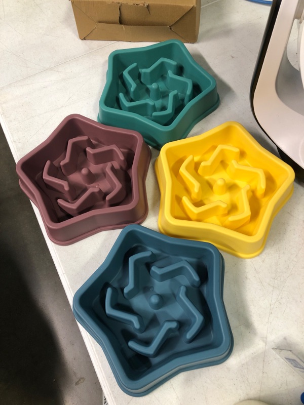Photo 1 of 4 Pack Slow Feeder, Non Slip Dog Bowl, Fun Puzzle Feeding Bowls, Eco-Friendly Non-Toxic, Preventing Choking Healthy Design Pet Eat Feeders, Stop Bloat for Fast Eaters-by BRILLIRARE
