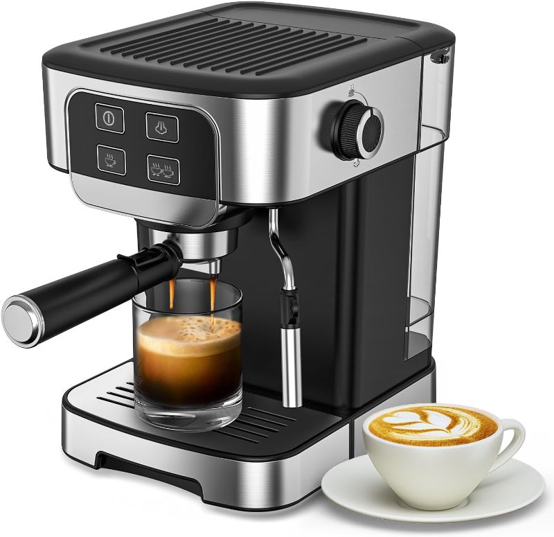 Photo 1 of 
Geek Chef Espresso Machine, Cappuccino & Latte Machine with ESE POD Filter & Milk Frother Steam Wand, Accurate Temperature & Time Control, Compact Coffee Machine for Home,Stainless Steel