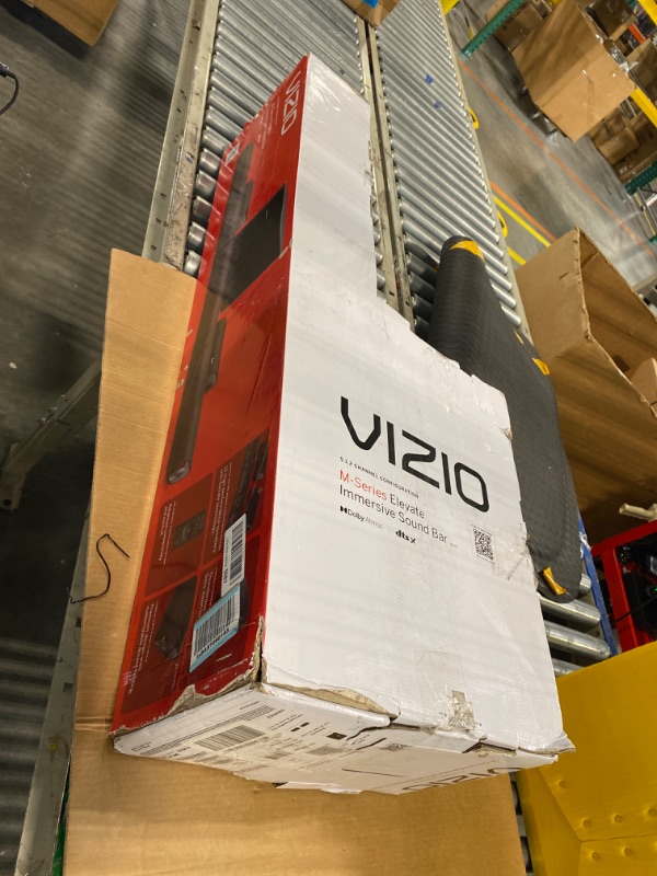 Photo 2 of VIZIO M-Series Elevate 5.1.2 Immersive Sound Bar with 13 High-Performance Speakers, Dolby Atmos, DTS:X, Wireless Subwoofer, Adaptive Height Speakers and Alexa Compatibility, M512E-K6, 2023 Model***USED***BOX IS DAMAGED*** 