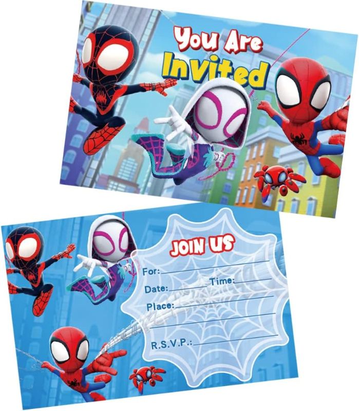 Photo 1 of 
QICI 20 Pcs Spidey and His Amazing Friends Birthday Decorations Spidey Party Favor Invitations Cards for Spidery Theme Party Supplies
