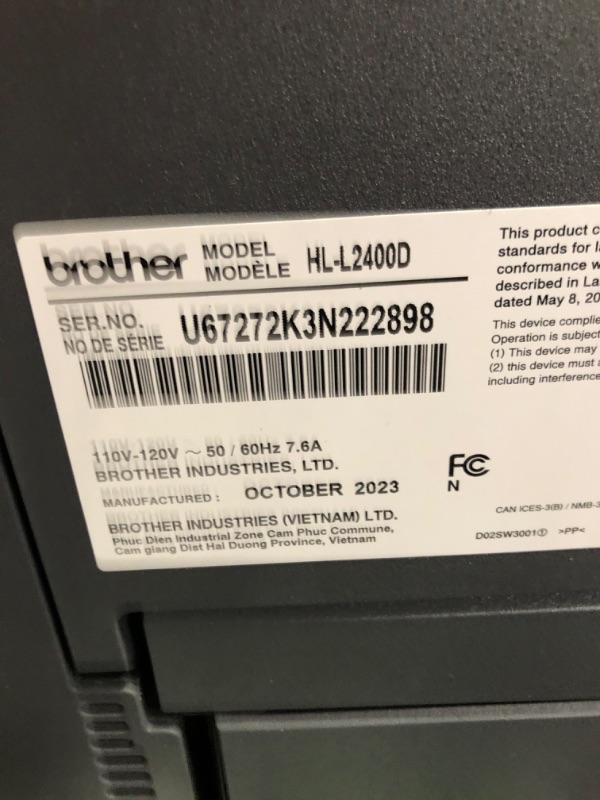 Photo 4 of Brother HL-L2400D Compact Monochrome Laser Printer with Duplex Printing, USB Connection, Black & White Output New: HLL2400D