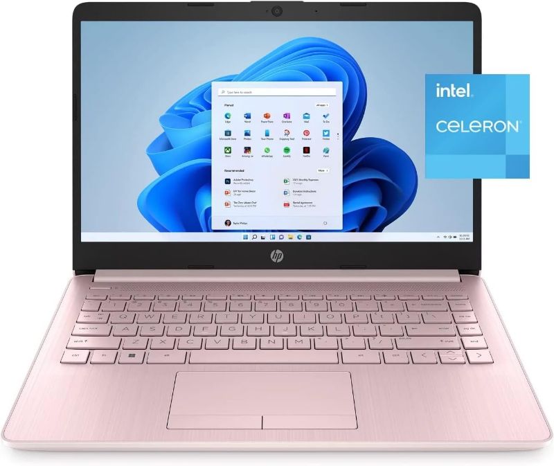 Photo 1 of HP Stream 14" HD Laptop, Intel Celeron N4120, 4GB RAM, 64GB eMMC, Intel UHD Graphics, Thin & Portable, 4K Graphics, One Year of Microsoft 365, Windows 11 Home S Mode, Pink, 14-cf2112wm
