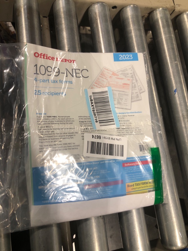 Photo 2 of Office Depot® Brand 1099-NEC Laser Tax Forms, 4-Part, 3-Up, 8-1/2" x 11", Pack of 25 Form Sets