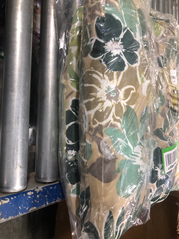 Photo 1 of 19"x19" Tufted Seat Cushion 2 Pack, U-Shaped Patio Cushions with Ties, Outdoor/Indoor Chair Pads Waterproof for Dining Garden Balcony Office - Green Floral A Green Floral