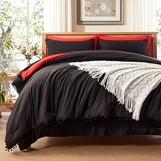 Photo 1 of **SIMILAR TO STOCK PHOTO**
Anluoer King Size Bed in a Bag 7 Pieces, Black Comforter Set with Comforter and Sheets, All Season Bedding Sets with 1 Comforter, 2 Pillow Shams, 2 Pillowcases, 1 Flat Sheet, 1 Fitted Sheet Black&red King