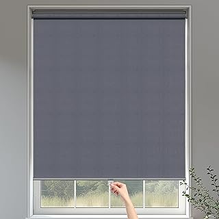 Photo 1 of 100% Blackout Roller Window Shades, Window Blinds with Thermal Insulated, UV Protection Waterproof Fabric, roll up and Down Blinds for Home and Office (Black - 34" W x 72" H) Black | 100% Blackout 34"W*72"H