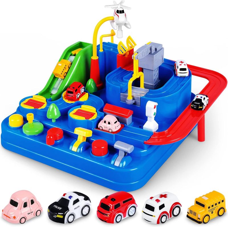 Photo 1 of Car Adventure Toys, City Rescue Preschool Educational Toy Vehicle, Parent-Child Interactive Racing Kids Toy, Puzzle Car Race Tracks Parking Playsets for 3 4 5 6 7 8 Year Old Toddlers Boys Girls