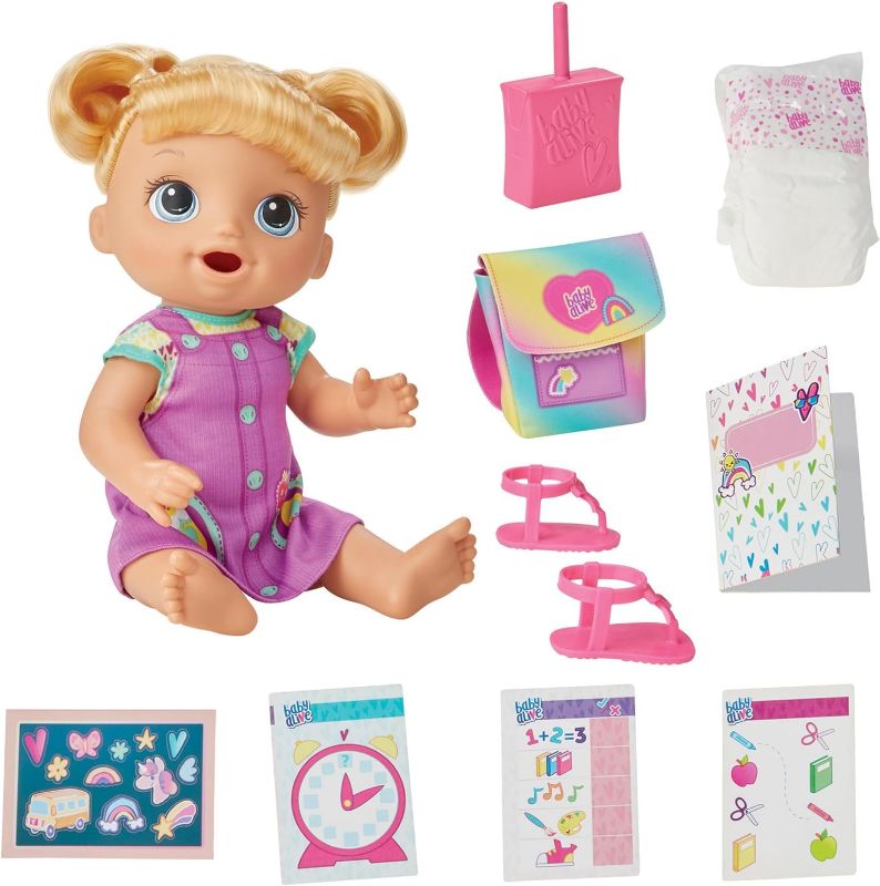 Photo 1 of Baby Alive Time for School Baby Doll Set, Back to School Toys for 3 Year Old Girls & Boys & up, 12 Inch Baby Doll, Blonde Hair (Amazon Exclusive)
