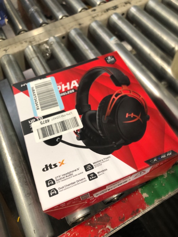 Photo 2 of HyperX Cloud Alpha Wireless - Gaming Headset for PC, 300-hour battery life, DTS Headphone:X Spatial Audio, Memory foam, Dual Chamber Drivers, Noise-canceling mic, Durable aluminum frame Red Wireless Cloud Alpha Headset