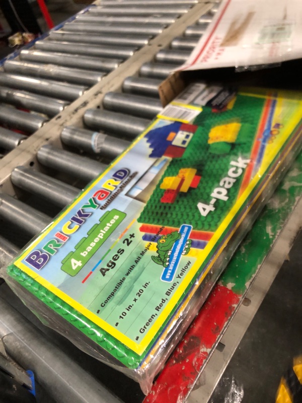 Photo 1 of Brickyard Building Blocks Lego Compatible Baseplate - Pack of 4 Large 10 x 20 Inch Base Plates for Toy Bricks, STEM Activities & Display Table - Assorted Assorted 4-pack