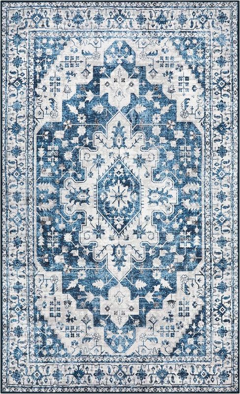 Photo 1 of *SIMILAR ITEM*  Moynesa Ultra-Thin Washable Area Rug - Blue Kitchen Rugs Washable Rugs for Entryway Non Slip Front Door Mat, Non Shedding Low Pile Lightweight Indoor Carpet for Dorm Basement Foyer Living Room