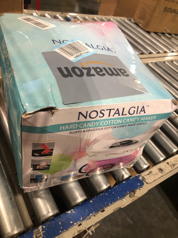 Photo 2 of **USED**  Nostalgia Retro Countertop Cotton Candy Machine, Vintage Candy Maker Includes 2 Reusable Cones & Scoop, Pink