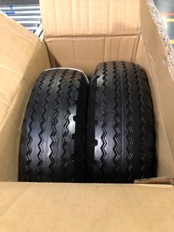 Photo 3 of 2-Pack 4.10/3.50-6" Flat Free Tire with Rim,13" Hand Truck Utility Universal Wheels, 3" Centered Hub with 5/8" Ball Bearings,w/Grease Fitting,410/350-6",410/350x6