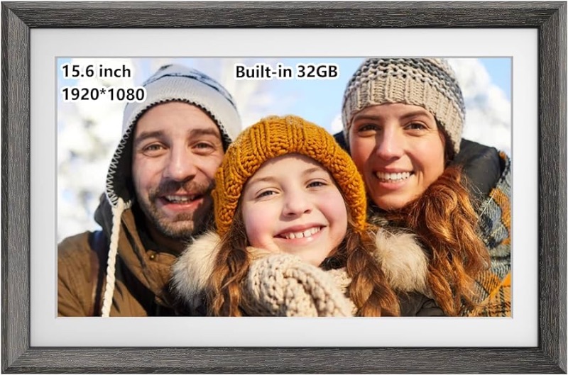 Photo 1 of Frameo 15.6 Inch 32GB Large WiFi Digital Picture Frame wood1920 * 1080 IPS FHD Touch Screen Electronic Smart Digital Photo Frame Wall Mountable Auto-Rotate iOS Android Easy Setup to Photos or Video