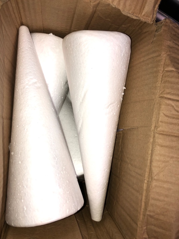 Photo 1 of 6-Pack Foam Cones for Arts and Crafts Supplies, Christmas Tree, Gnome, Holiday Decor (3.8 x 9.5 In)