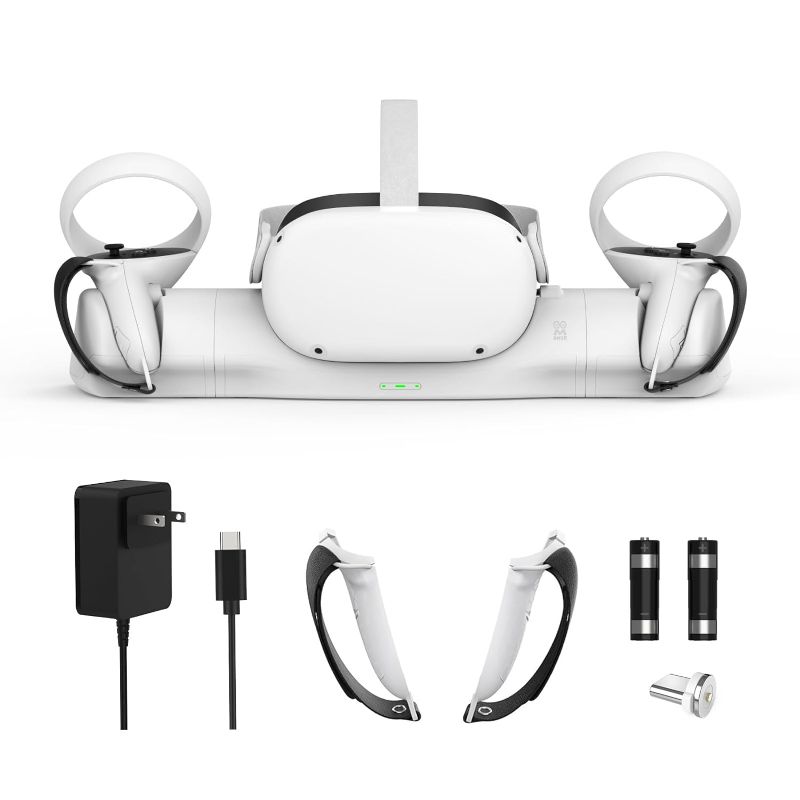 Photo 1 of AMVR Charging Dock with USB-C Charger Cable for Meta/Oculus Quest 2, Headset Display Holder and Controller Mount Station