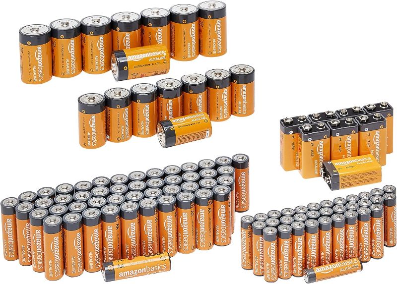 Photo 1 of Amazon Basics 108 Count Alkaline Battery Super Value Pack - 48 AA + 36 AAA + 8 C + 8 D + 8 9Volt