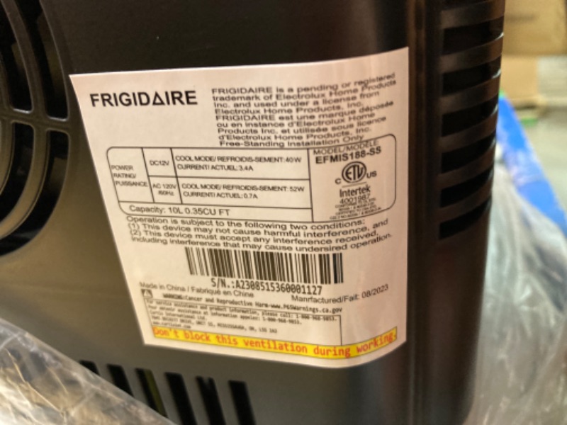 Photo 5 of FRIGIDAIRE Portable 10L, 15-can Mini Fridge Brushed Stainless Rugged Refrigerator, EFMIS188-SS