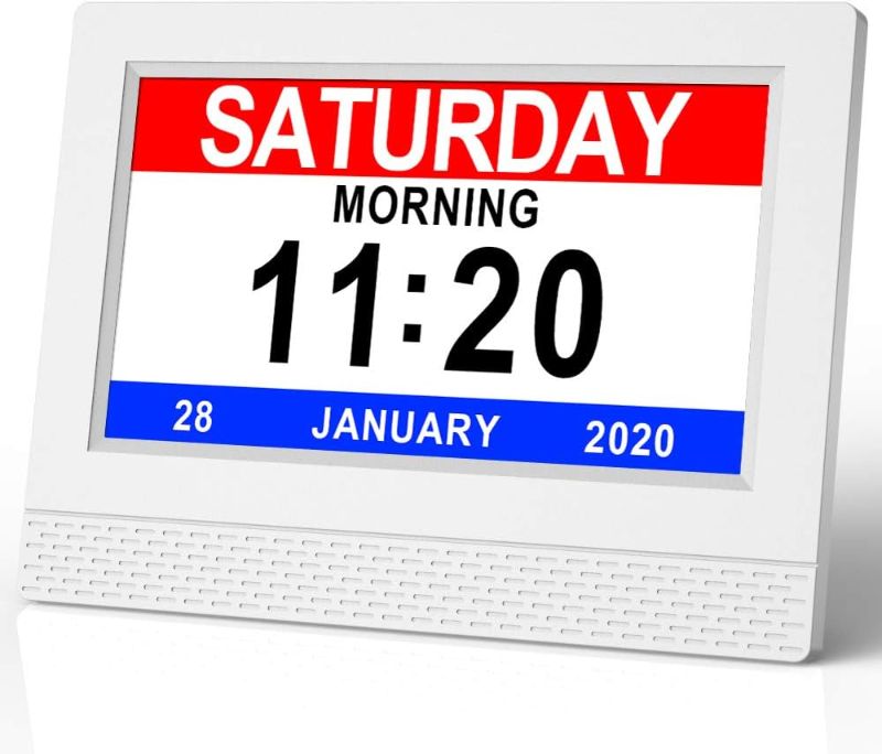 Photo 1 of *** NOT FUNCTIONAL**** SELLING AS PARTS***** Digital Calendar Alarm Clock, 7" HD Large Screen Display, New Multiple Clock Modes Auto-Dimming Clock, Non-Abbreviated Day Date for Alzheimer's and Dementia Memory Loss Impaired Vision - White