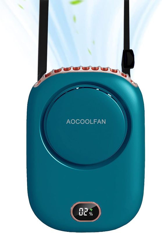 Photo 1 of AOCOOLFAN Portable Neck Fan, Handheld Mini Fan Small Personal Fan, Hand Held Fan USB Rechargeable Eyelash Fan for Kids Girls Boys Woman Man Home Outdoor Travel (Blue)