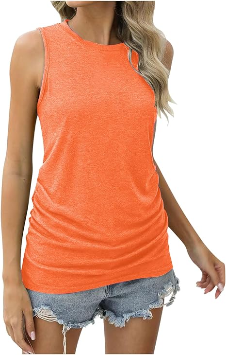 Photo 1 of fashsgirl Sleeveless Tops for Women Summer Tank Tops 2024 Camisole Tops Light Weight Tank Tops Loose Fit Tunic Basic Tops Size Small