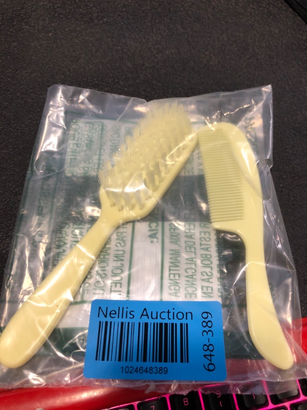 Photo 2 of Infant/Baby Plastic Hair Brush and Comb Set, Soft nylon bristles are gentle on scalp