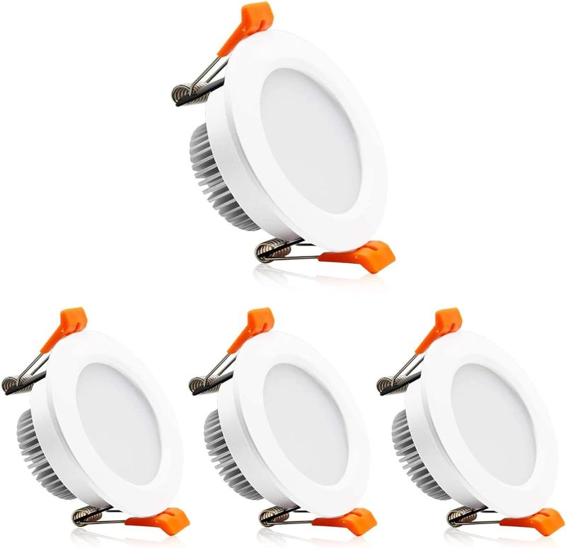 Photo 1 of 2 Inch LED Downlight, Recessed Lighting Dimmable Ceiling Light, 3W, 5500K Daylight White, CRI80 with LED Driver(35W Halogen Equivalent), 4 Pack