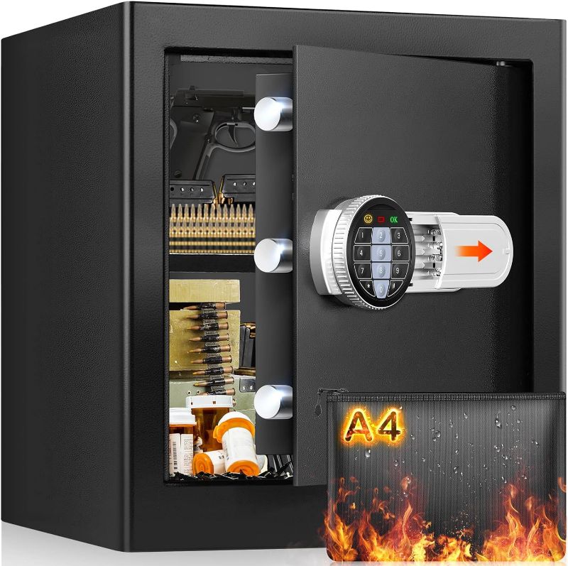 Photo 1 of 1.8 Cubic Fireproof Safe with Fireproof Waterproof Bag, Anti-Theft Safe Box with Removable Shelf, Home Safes Fireproof Waterproof for Document Cash Jewelry Pistol Medicine
