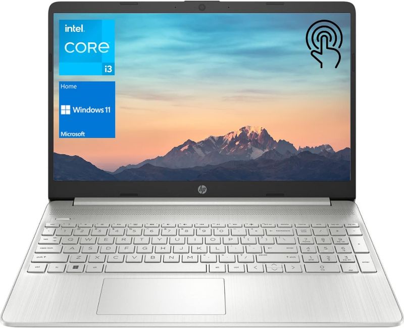 Photo 1 of HP 15 Notebook, 15.6" HD Screen Laptop, Intel Core i3-1115G4, 32GB DDR4 RAM, 1TB SSD, Webcam, HDMI, Wi-Fi, Windows 11 Home, Natural Silver **not a touch screen** Corrupted Windows install, needs fresh reinstall/missing charger**** 