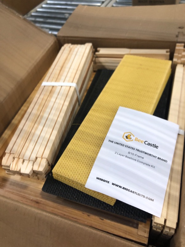 Photo 3 of 10-Frames Complete Beehive Kit, 100% Beeswax Coated Bee Hive Includes Frames and Beeswax Coated Foundation Sheet (2 Layer)