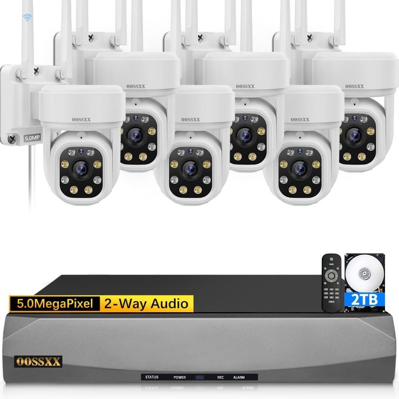 Photo 1 of (Auto-Vidoe Tracking & 2-Way Audio) WiFi PTZ Outdoor Security Camera System Pan 5MP Wireless Cameras System 10 Channel NVR Video Surveillance DVR Set