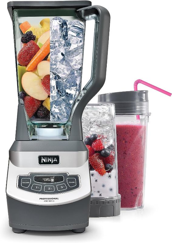 Photo 1 of ***FOR PARTS***Ninja BL660 Professional Compact Smoothie & Food Processing Blender, 1100-Watts, 3 Functions -for Frozen Drinks, Smoothies, Sauces, & More, 72-oz.* Pitcher, (2) 16-oz. To-Go Cups & Spout Lids, Gray