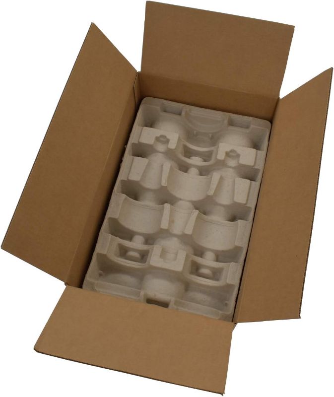 Photo 1 of 100 Bottle Molded Pulp Wine Shipper Complete Heavy Duty Wine Packaging, 1 Box w/ 100 Trays, 19 x 12.25 x 9.25, (B08F6QH79C)
