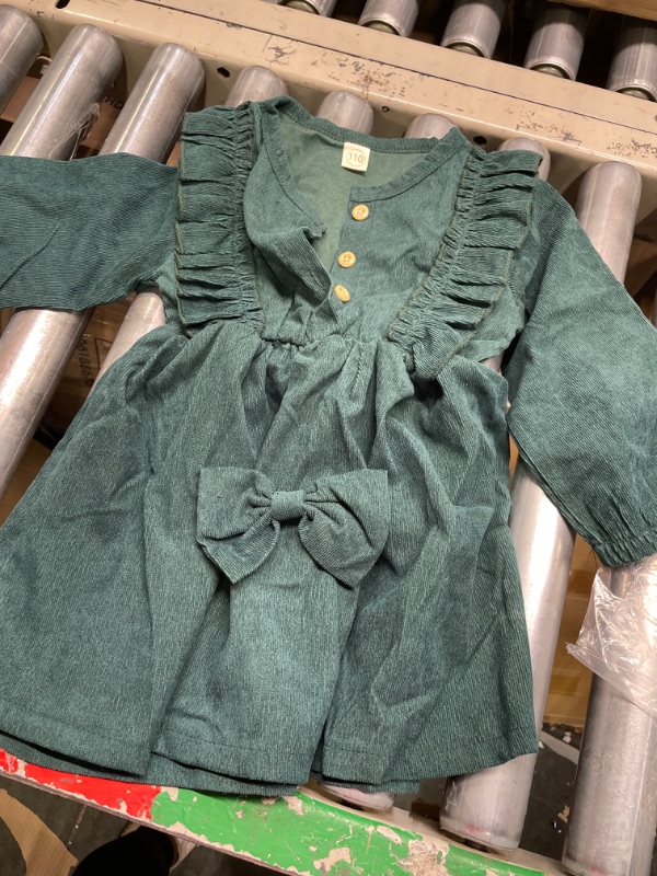 Photo 1 of Karuedoo Kids Toddler Baby Girl Corduroy Ruffle Long Sleeve Dress Princess Party Dress Fall Winter Skirt Outfit
