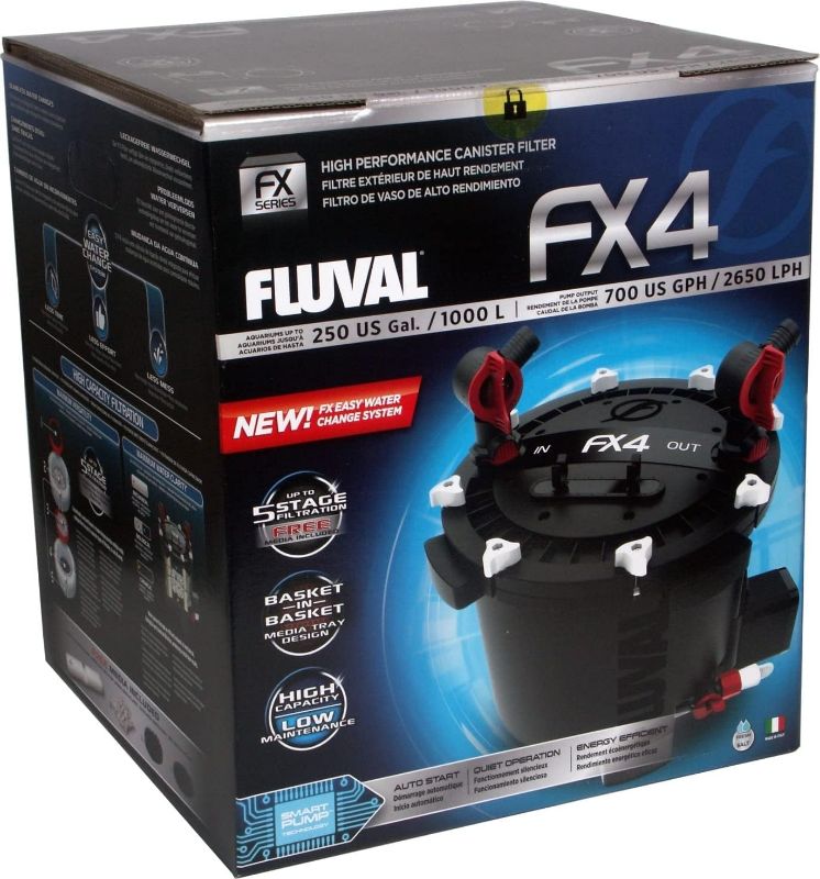 Photo 1 of ****MISSING PIECES**** 
Fluval FX4 High Performance Canister Aquarium Filter - Multi-Stage Filtration, Built-In Powered Water Change System, and Basket-In-Basket Tray Design