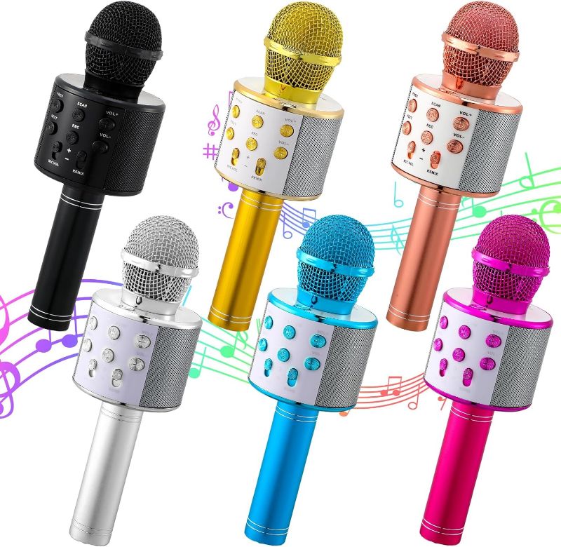 Photo 1 of *SIMILAR ITEM*  6 Pcs Kids Karaoke Microphone Set with Dual 360 Surround Sound Speakers, Portable Wireless Handheld Microphone for Singing, Dancing, Parties, KTV, Home