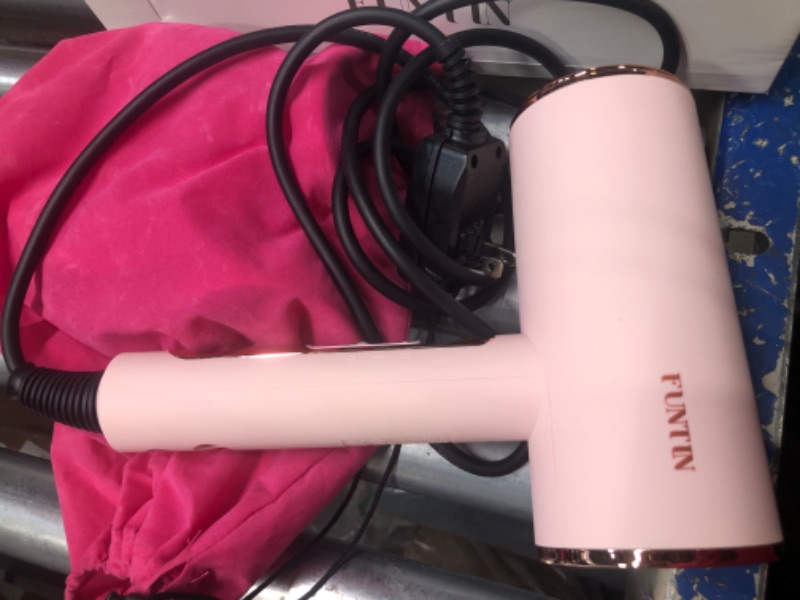 Photo 3 of FUNTIN Hair Dryer with Diffuser Blow Dryer Comb Brush 1800W Ionic Fast Blow Dry for Women 4C Thick Hair Pink Baby Pink