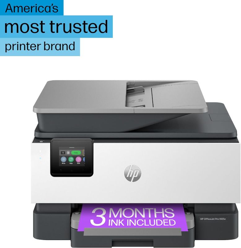 Photo 1 of HP OfficeJet Pro 9125e All-in-One Printer, Color, Printer-for-Small Medium Business, Print, Copy, scan, fax, Instant Ink Eligible (3 months included) ; Touchscreen; Smart Advance Scan;