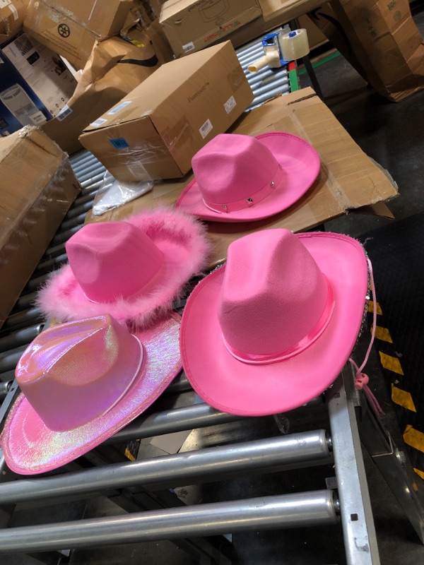 Photo 2 of funny soft 4 different styled pink cowgirl hats for adults