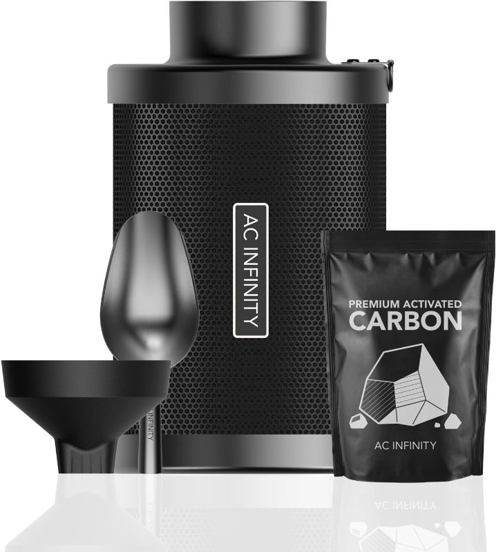 Photo 1 of AC Infinity Refillable Carbon Filter Kit 4” with Additional Refill, Odor Removal Air Scrubber For 4" Inline Fan and Ducting, Reusable Charcoal Filter for Grow Tent Grow Room Hydroponics