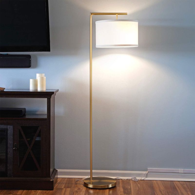 Photo 1 of 2 Brightech Montage Modern Floor lamp, LED Floor Lamp for Living Rooms & Offices - Tall Standing Lamp for Bedroom Reading - Corner Pole Lamp for Contemporary Home Decor - Gold, Antique Brass