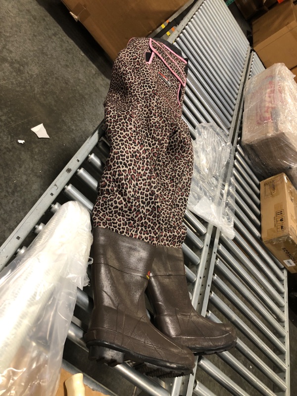 Photo 1 of HISEA Women's Chest Waders Leopard Duck Hunting Waders for Women with Boots Neoprene Fishing Waders Pink Leopard 9