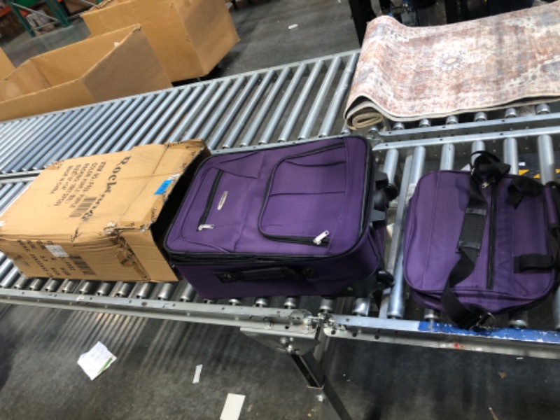 Photo 2 of Rockland Fashion Softside Upright Luggage Set, Purple, 2-Piece (14/19) 2-Piece Set (14/19) Purple Standard Packaging