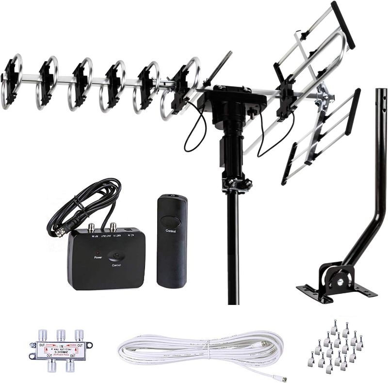 Photo 1 of Five Star Outdoor Antenna HD TV Up to 200 Miles Range with Motorized 360 Degree Rotation, UHF/VHF/FM Radio with Infrared Remote Control Advanced Design with Installation Kit & Jpole