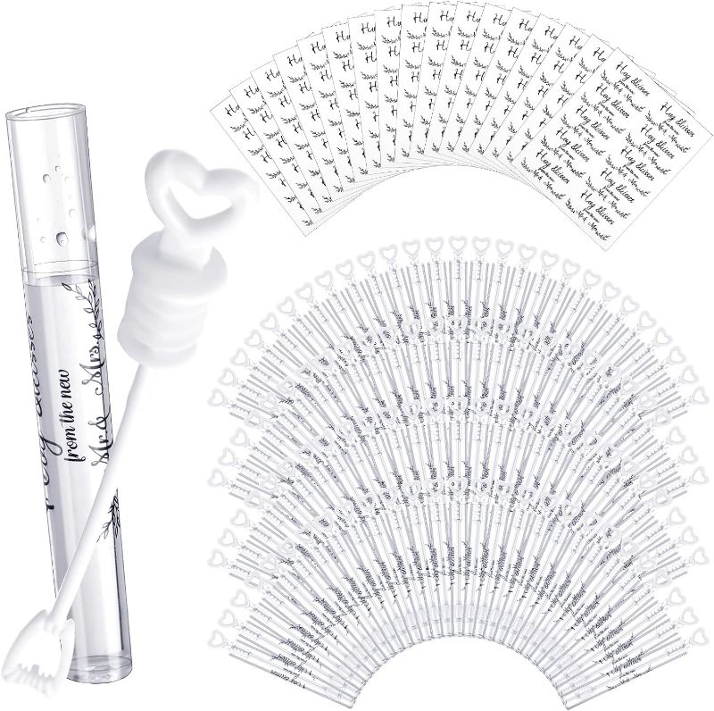 Photo 1 of 200 Pack Mini Bubbles Wand Set for Wedding White Heart Bubble Wand Hugs and Kisses Wedding Stickers Party Favor for Anniversaries Valentine's Day Family Reunion Gift for Couple Boy Girl, No Liquid