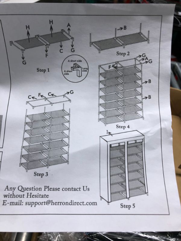 Photo 5 of ****POLES ONLY//DOES NOT INCLUDE COVER**** ****POLES ONLY//DOES NOT INCLUDE COVER********POLES ONLY//DOES NOT INCLUDE COVER**** ERONE Shoe Rack Storage Organize, 28 Pairs Portable Double Row with Nonwoven Fabric Cover Shoe Shelf Cabinet for Closet (Black)